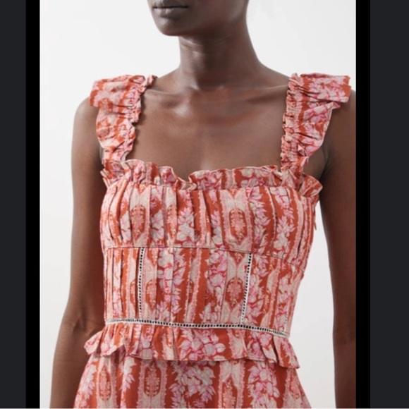 LUG VON SIGA Helena Printed Linen-blend Maxi Dress in Brick Red - Sz 10 / 42 - Picture 5 of 16